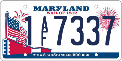 MD license plate 1AF7337