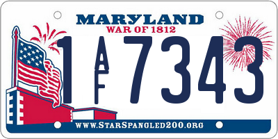 MD license plate 1AF7343