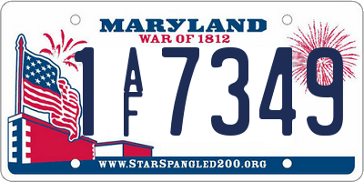 MD license plate 1AF7349