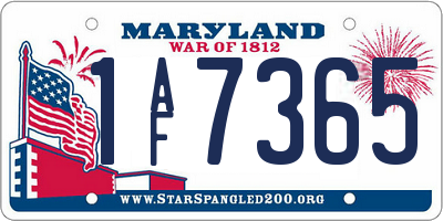 MD license plate 1AF7365