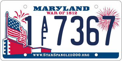 MD license plate 1AF7367