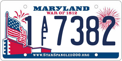 MD license plate 1AF7382