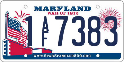 MD license plate 1AF7383