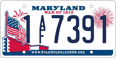 MD license plate 1AF7391