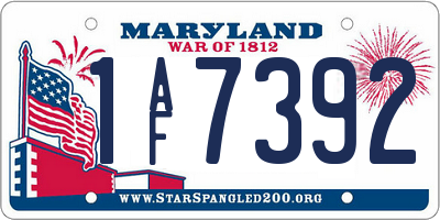 MD license plate 1AF7392