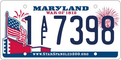MD license plate 1AF7398