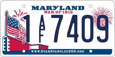 MD license plate 1AF7409