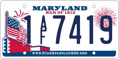 MD license plate 1AF7419