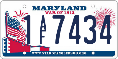 MD license plate 1AF7434