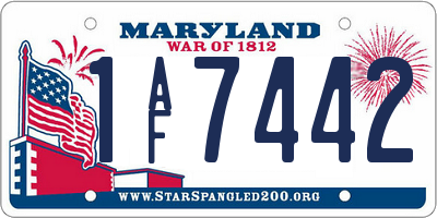 MD license plate 1AF7442