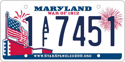 MD license plate 1AF7451