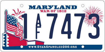 MD license plate 1AF7473