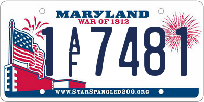 MD license plate 1AF7481