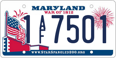 MD license plate 1AF7501