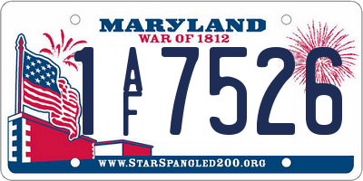 MD license plate 1AF7526
