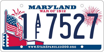 MD license plate 1AF7527