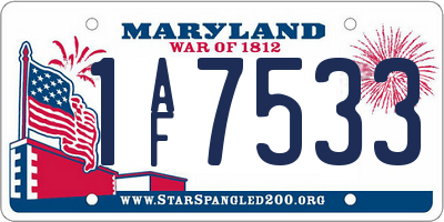 MD license plate 1AF7533