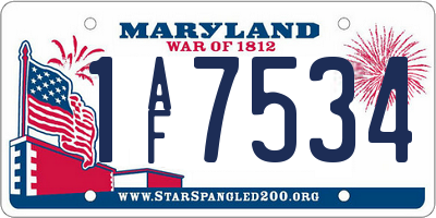 MD license plate 1AF7534