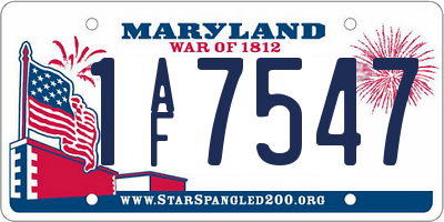 MD license plate 1AF7547