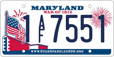 MD license plate 1AF7551
