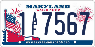 MD license plate 1AF7567