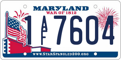 MD license plate 1AF7604