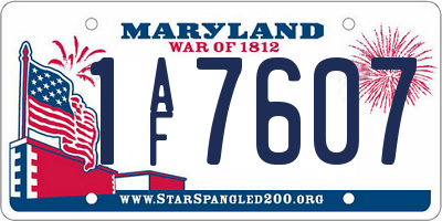 MD license plate 1AF7607