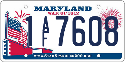 MD license plate 1AF7608