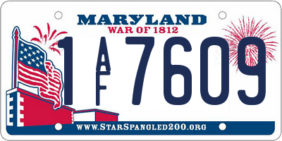 MD license plate 1AF7609