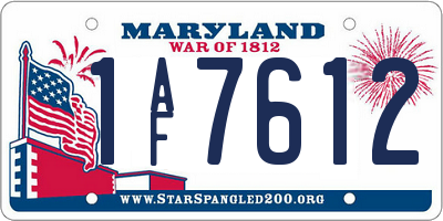MD license plate 1AF7612