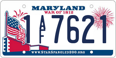 MD license plate 1AF7621