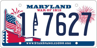 MD license plate 1AF7627