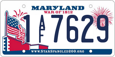 MD license plate 1AF7629
