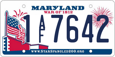 MD license plate 1AF7642