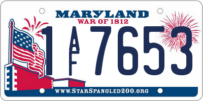 MD license plate 1AF7653