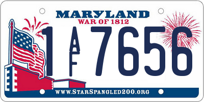 MD license plate 1AF7656