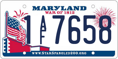 MD license plate 1AF7658