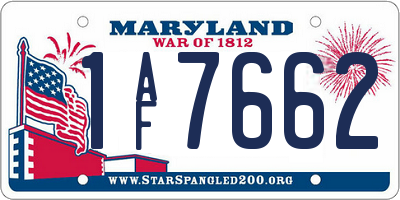MD license plate 1AF7662
