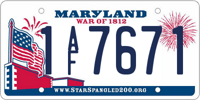 MD license plate 1AF7671