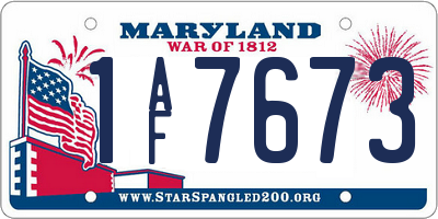 MD license plate 1AF7673