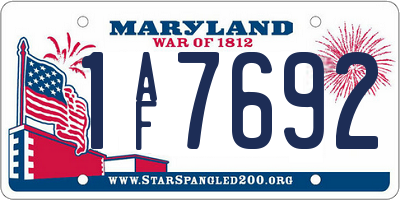 MD license plate 1AF7692