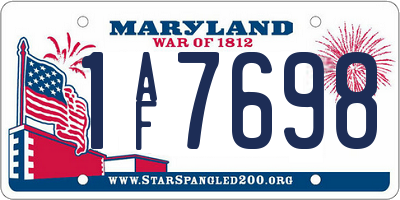 MD license plate 1AF7698