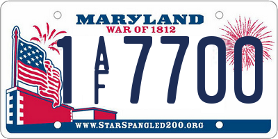 MD license plate 1AF7700