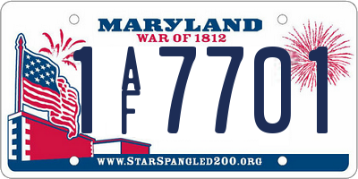 MD license plate 1AF7701