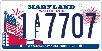 MD license plate 1AF7707
