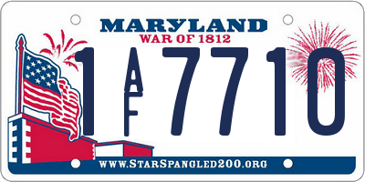MD license plate 1AF7710