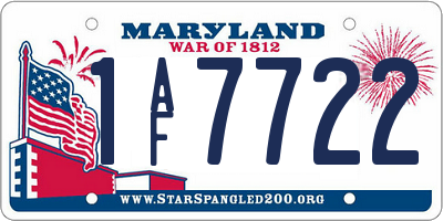 MD license plate 1AF7722