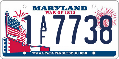 MD license plate 1AF7738