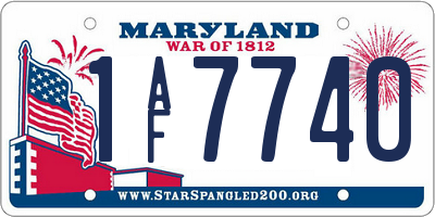 MD license plate 1AF7740