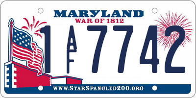 MD license plate 1AF7742